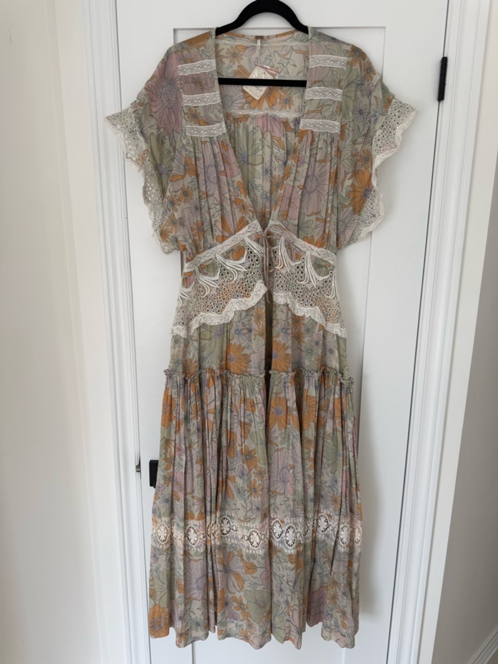 Free People Field of Dreams Maxi Top RARE Boho Lace Tunic Dress RARE - Picture 7 of 16